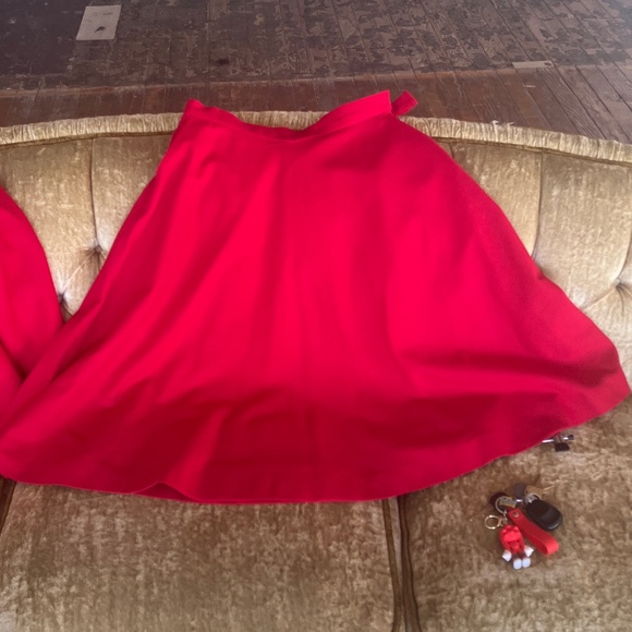 red 3pc vintage wool circle skirt set/suit - Picture 15 of 16